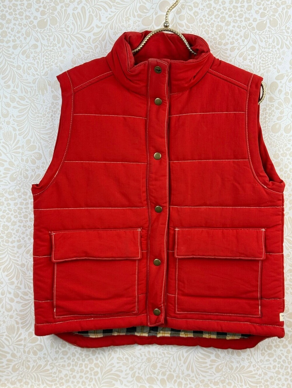 Toad&Co Canoe Red Forester Pass Plaid Lining Puffer Vest - Size - Medium - Picture 10 of 10